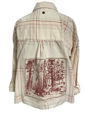 Sequoia National Park Upcycled T Shirt Flannel Top Bear Hiking Camping Grunge